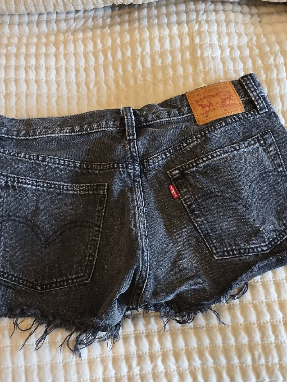 Levi's Women's Washed Black Denim Cutoff Shorts